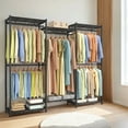 thumbnail image 1 of LEDREM Heavy-Duty Garment Rack with Adjustable Shelves & Hanging Rails , 68.7-Inch Wide Portable Closet , No-Tool Assembly , Ink Black, 1 of 5