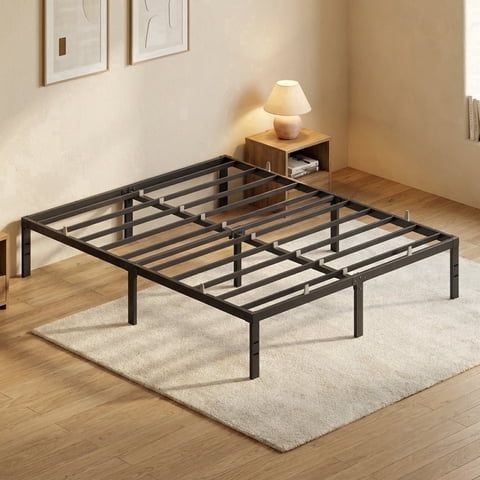Ledrem Queen Platform Bed Frame, 14 inch Metal Bed Frame, 1100 lb Capacity, No Box Spring Needed, with Ample Storage Space, Heavy Duty Construction