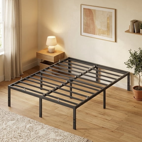 Ledrem Heavy Duty Queen Bed Frame, 18" Platform Bed Frame, 1100 lb Capacity, No Box Spring Needed, Under-Bed Storage, Easy Assembly, Mattress Retainers