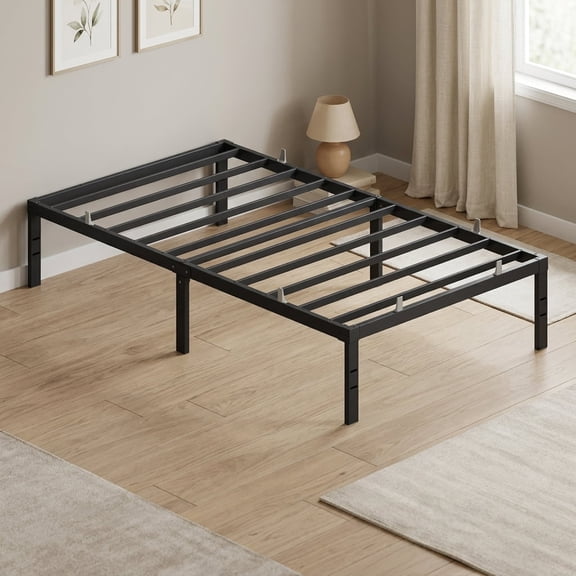 Ledrem Heavy Duty Twin Bed Frame, 14" in Metal Bed Frame, 550 lb Capacity, No Box Spring Needed, Under-Bed Storage, Easy Assembly, Mattress Retainers