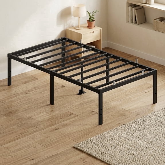 Ledrem Heavy Duty Twin Bed Frame, 18" Platform Bed Frame, 550 lb Capacity, No Box Spring Needed, Under-Bed Storage, Easy Assembly, Mattress Retainers