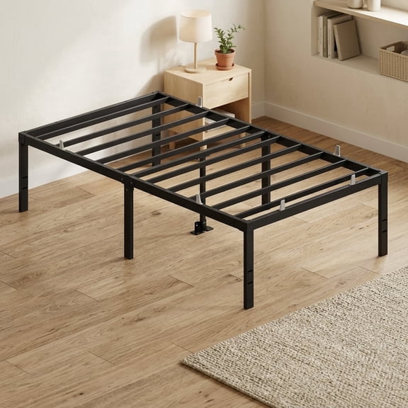 Ledrem Heavy Duty Twin Bed Frame, 18" Platform Bed Frame, 550 lb Capacity, No Box Spring Needed, Under-Bed Storage, Easy Assembly, Mattress Retainers