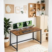 LEDREM Industrial Gaming Desk - 47.2" Compact Computer Desk with Metal Frame, 110lb Capacity, Adjustable Feet, Rustic Brown and Black
