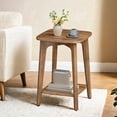 thumbnail image 1 of LEDREM Mid-Century 2 Tiers Accent Table, Square Side Table with Storage Shelf, 198lb Capacity, Sturdy End Table for Apartment, Dorm, Home Office, Brown, 1 of 5