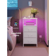 thumbnail image 1 of LEDREM Nightstand with Charging Station & App-Controlled LED Lights, Bed Side Table with 3 Drawers and 1 Open Shelf, Cloud White, 1 of 5