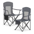 thumbnail image 1 of LEDREM Premium Folding Camping Chairs Set of 2 - High Back Mesh Design, Adjustable Armrests, 330lb Capacity, with Cup Holder & Storage Pocket, Slate Gray, 1 of 6