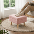 thumbnail image 1 of LEDREM Rectangular Storage Ottoman with Teddy Fleece, 11.8 x 15.7 Inch Foot Stool and Small Table for Living Room, Jelly Pink, 1 of 8