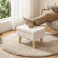 thumbnail image 1 of LEDREM Rectangular Storage Ottoman with Teddy Fleece, 11.8 x 15.7 Inch Foot Stool and Small Table for Living Room and Hallway, Cream White, 1 of 8