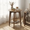 thumbnail image 1 of LEDREM Compact Two-Tier Round Accent Table, Tapered-Leg Side Table with Curved Accents, Holds 198lb, Quick Assembly, Space-Saving Small Sofa Table, 1 of 10
