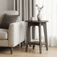 thumbnail image 1 of LEDREM Compact Two-Tier Round Accent Table, Tapered-Leg Side Table with Curved Accents, Holds 198lb, Quick Assembly, Space-Saving Small Sofa Table, 1 of 8