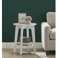 thumbnail image 1 of LEDREM Compact Two-Tier Round Accent Table, Tapered-Leg Side Table with Curved Accents, Holds 198lb, Quick Assembly, Space-Saving Small Sofa Table, 1 of 7