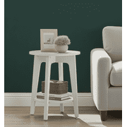LEDREM Compact Two-Tier Round Accent Table, Tapered-Leg Side Table with Curved Accents, Holds 198lb, Quick Assembly, Space-Saving Small Sofa Table