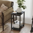 thumbnail image 1 of LEDREM Slim Side Table, Small End Table with 2-Tier Storage & Adjustable Feet, 19.7 Inch Narrow Nightstand, Black, 1 of 6