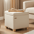 thumbnail image 1 of LEDREM Storage Ottoman with Hinged Lid, 14-Gallon Footrest Stool with Solid Wood Frame, 660lb Capacity for Living Room, Bedroom, Summer Sand, 1 of 7