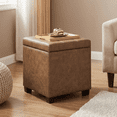 thumbnail image 1 of LEDREM Storage Ottoman with Hinged Lid, 14-Gallon Footrest Stool with Solid Wood Frame, 660lb Capacity for Living Room, Bedroom, Coffee Brown, 1 of 11