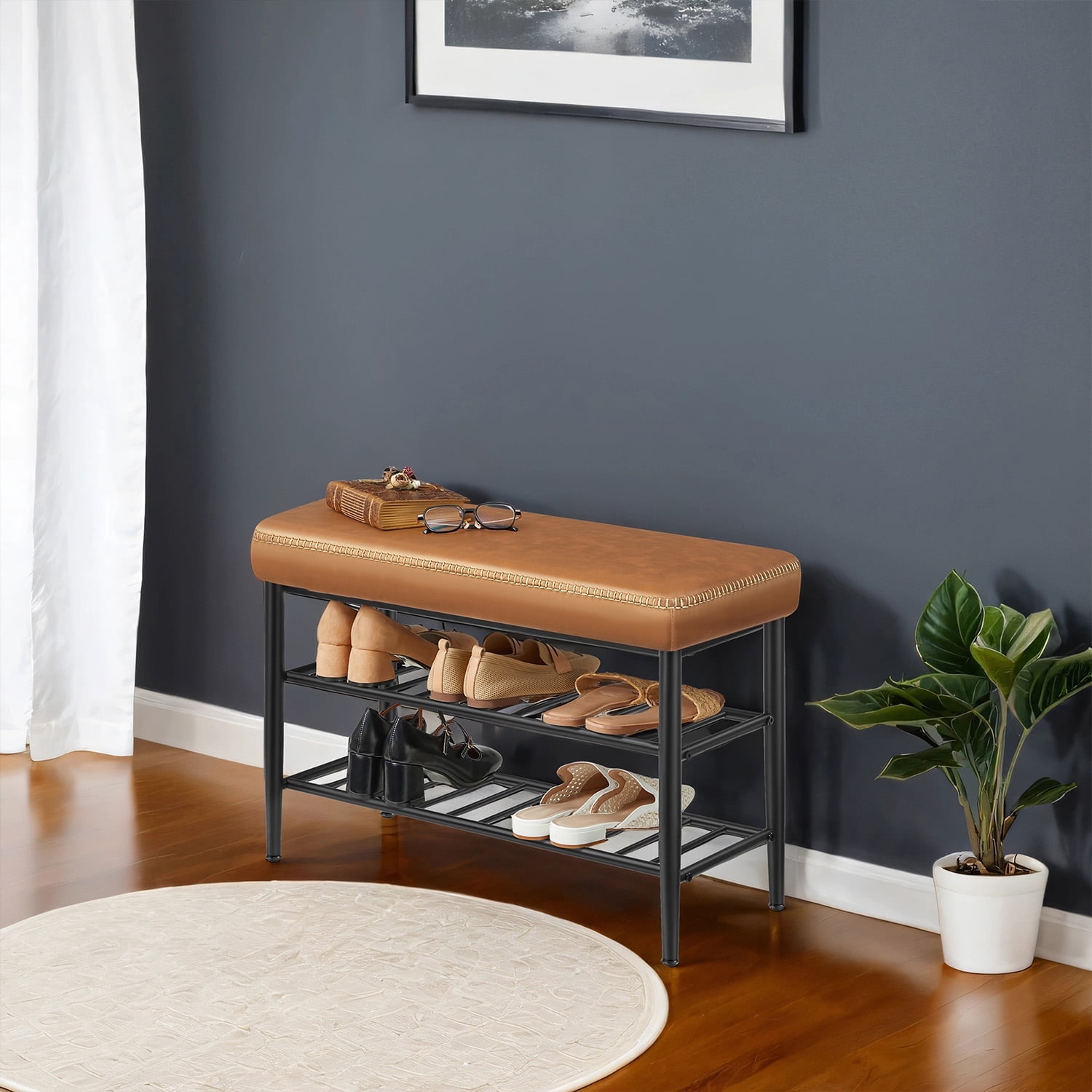 Shoe Rack Winning LEDREM Storage Bench , Award-Winning Mid-Century Modern Shoe Rack ...