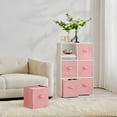 thumbnail image 1 of LEDREM 10.2 Storage Cube Organizer - 6-Pack Foldable Fabric Bins with Handles, Shelving System for Kids' Toys, Clothes, Jelly Pink, 1 of 6