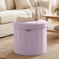 thumbnail image 1 of LEDREM Storage Ottoman, Velvet Vanity Chair with Storage, Folding Foot Rest, 18.5 x 18.5 x 17.7 Inches, Purple, 1 of 8