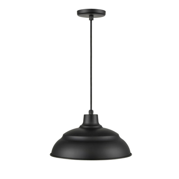 Millennium Lighting  R Series 14" Metal Cord Hung Warehouse LED Indoor Outdoor Pendant Light Satin Black Black Satin