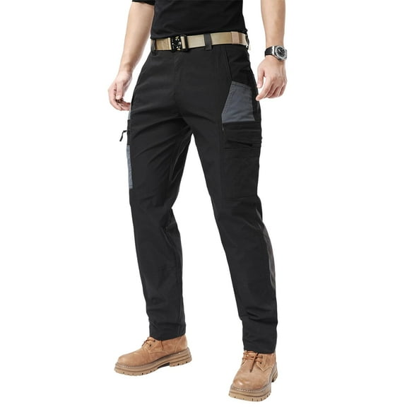 LEDUNTINO Lightweight Work Cargo Pants Hiking Pants For Men Tactical Pants Water-Resistant Quick-Drying Outdoor Apparel Black 30