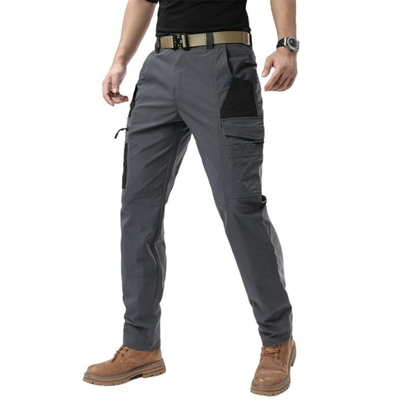 LEDUNTINO Lightweight Work Cargo Pants Hiking Pants For Men Tactical Pants Water-Resistant Quick-Drying Outdoor Apparel Grey 36