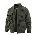 thumbnail image 1 of LEDUNTINO Men's Bomber Jacket, Lightweight Casual Spring Fall Windbreaker, Multi-Pocket Cargo Jacket, 1 of 7