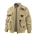 thumbnail image 1 of LEDUNTINO Men's Bomber Jacket, Lightweight Casual Spring Fall Windbreaker, Multi-Pocket Cargo Jacket, 1 of 7