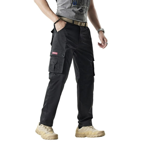 LEDUNTINO Men's Casual Cargo Pants, Workout Joggers, Relaxed Fit Stretch, Hiking Pants with Multi Pockets, Quick-Drying