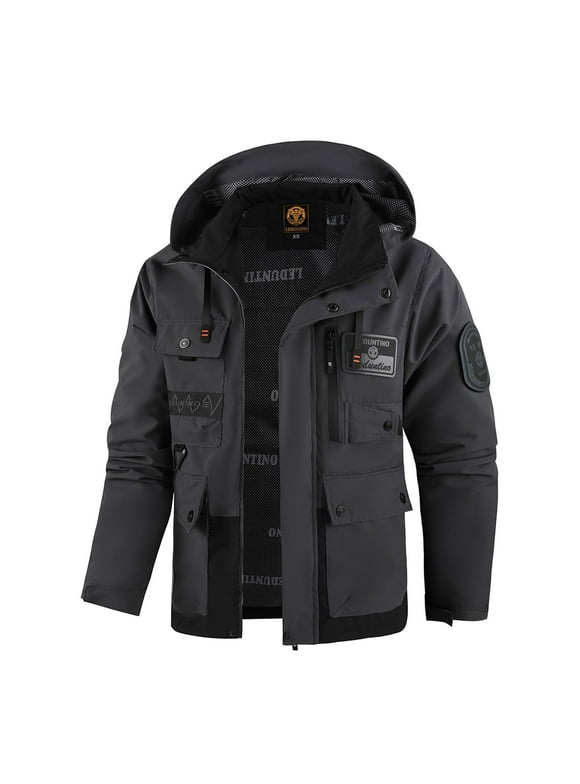 Men's Casual Jackets, Lightweight Thin MultiPocket Jacket Coat, Softshell Hooded Jacket, Outdoor Windbreaker