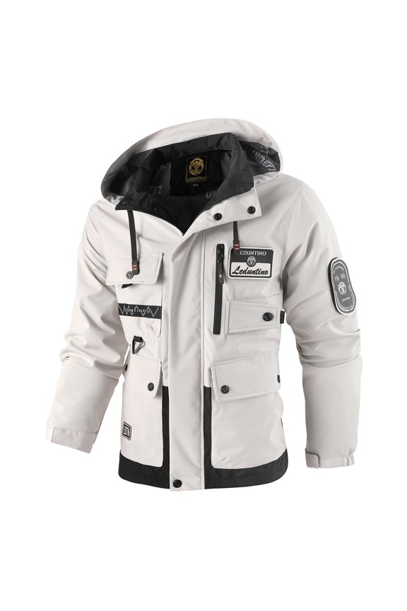 Men's Casual Jackets, Lightweight Thin MultiPocket Jacket Coat, Softshell Hooded Jacket, Outdoor Windbreaker