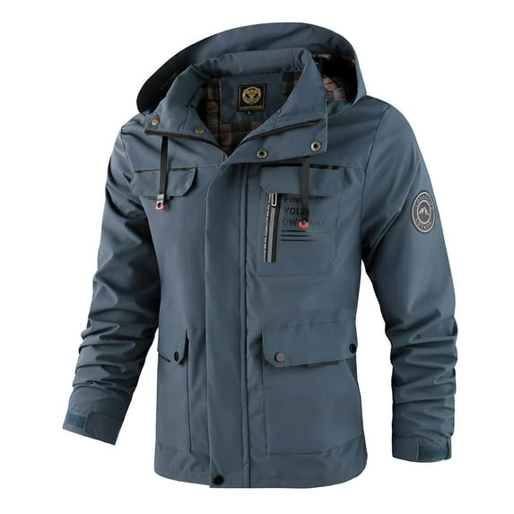 LEDUNTINO Men's Casual Jackets Lightweight Water-Resistant Jackets Softshell Hooded Jacket Spring/Fall Outdoor Wear