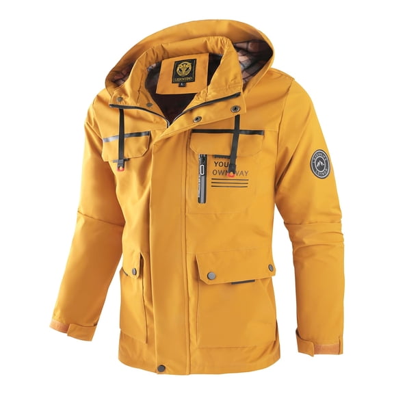 LEDUNTINO Men's Casual Jackets Lightweight Water-Resistant Jackets Softshell Hooded Jacket Spring/Fall Outdoor Wear
