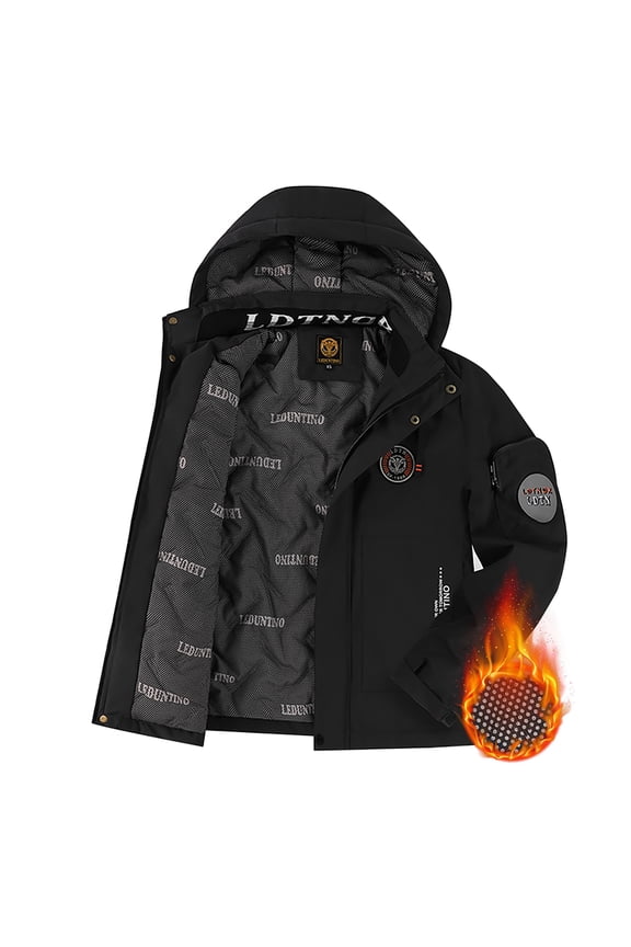 Men's Winter Jacket With Hood Composite Fleece-Lined Casual Coat For Cold Weather Water-Resistant