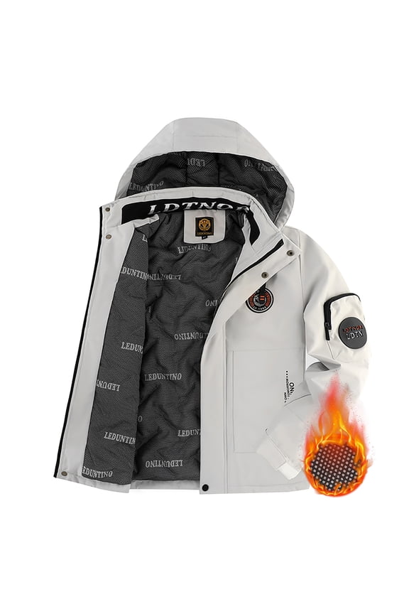 Men's Winter Jacket With Hood Composite Fleece-Lined Casual Coat For Cold Weather Water-Resistant