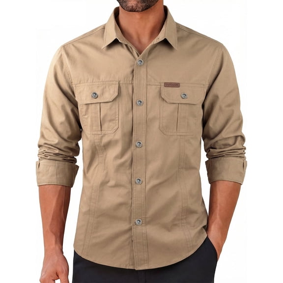 LEDUNTINO Mens Button-Down Shirts 100% Cotton Long Sleeve Breathable Comfort Shirts Casual Regular Fit Button Up Work Shirts