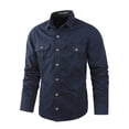 thumbnail image 1 of LEDUNTINO Mens Button-Down Shirts 100% Cotton Long Sleeve Casual Regular Fit Button Up Work Shirts, 1 of 7
