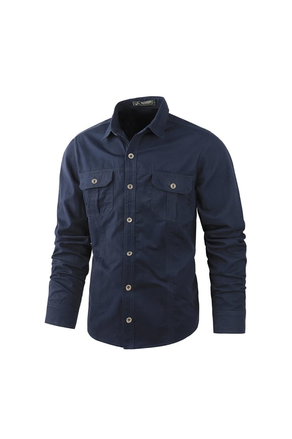 Mens Button-Down Shirts 100% Cotton Long Sleeve Casual Regular Fit Button Up Work Shirts