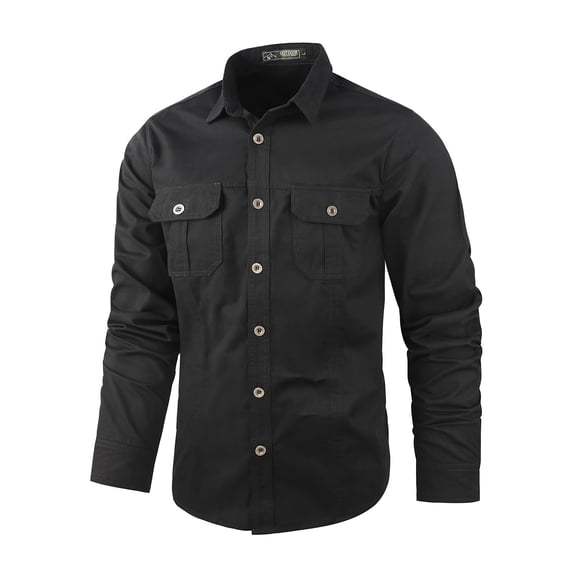 LEDUNTINO Mens Button-Down Shirts 100% Cotton Long Sleeve Casual Regular Fit Button Up Work Shirts