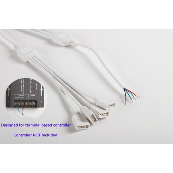 LEDUPDATES (2 PACK) 1 TO 4 Female Ports RGB LED Splitter Cable for RGB LED Controller strip Module 5050 3528