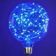 thumbnail image 1 of LEDimagine G125 Fairy Light Bulb, 75 Blue LED Diodes Inside, Clear Glass Finish, E26 Base, 1 of 4