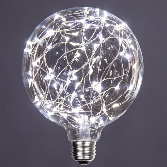 LEDimagine G125 Fairy Light Bulb, 75 Cool White LED Diodes Inside, Clear Glass Finish, E26 Base
