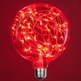 thumbnail image 1 of LEDimagine G125 Fairy Light Bulb, 75 Red LED Diodes Inside, Clear Glass Finish, E26 Base, 1 of 4