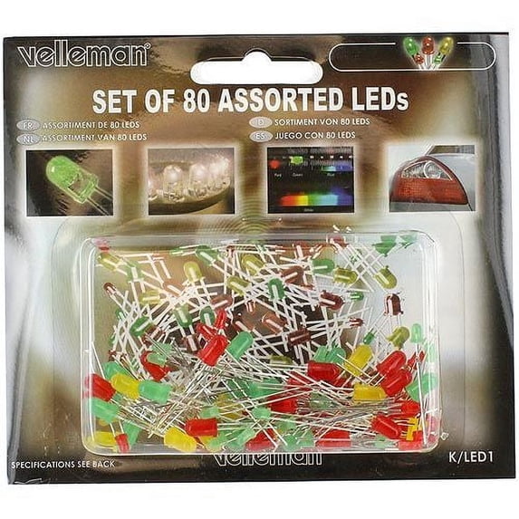 Velleman K/LED1 80 Assorted L.E.D.s (Light Emitting Diodes)