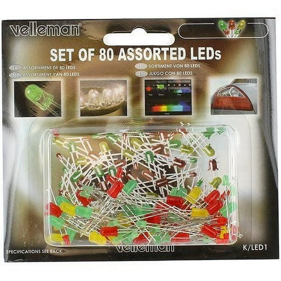 Velleman K/LED1 80 Assorted L.E.D.s (Light Emitting Diodes)