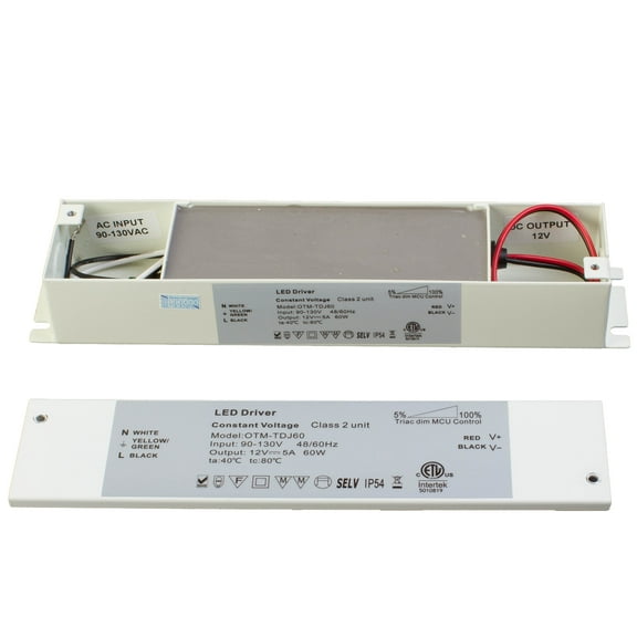 LEDupdates - Dimmable LED Driver Triac, 12v 60w 5A Power Supply, ETL Listed, Metal Junction Box Built-in AC to DC Class 2 Compatible with AC Wall Dimmer for LED Light Strip Module