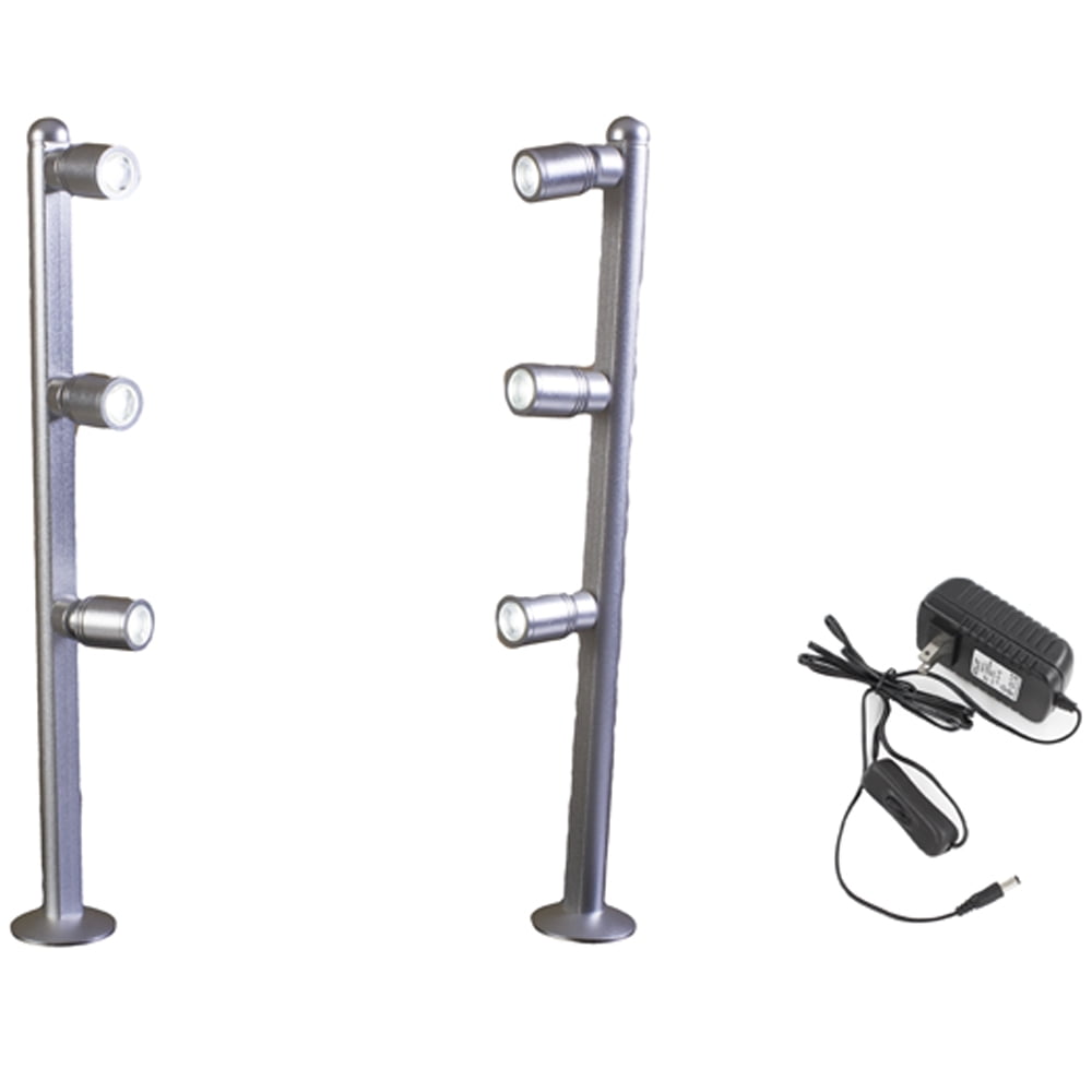 Silver 12" LED Pole Style Spotlight Set with UL Adapter