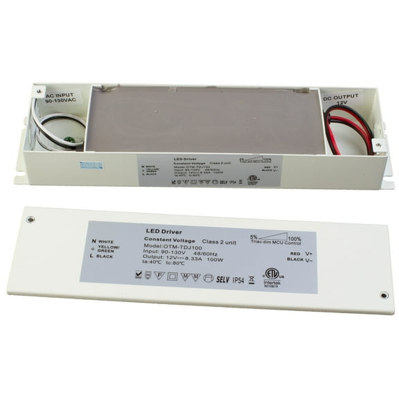 LEDupdates - Triac Dimmable LED Driver, ETL 100v-130v to 12v 100w DC Constant Voltage Junction box Enclosed Power Supply for LED Strip light Compatible with AC Wall Dimmer Control
