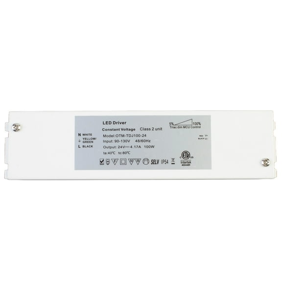 LEDupdates - Triac Dimmable LED Driver, ETL 100v-130v to 24v 96W DC Constant Voltage 4A Junction box Enclosed Power Supply for LED Strip light Compatible with most AC Wall Dimmer Control