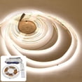 thumbnail image 1 of LEDwholesalers 12V 50W COB High-Output 90-CRI Dot-Free Uniform Glow 16.4-ft Flexible Ribbon 2400-LED Strip Light Kit with Power Supply and DC Dimmer, Neutral-White 4000K, 20118NW+DCP, 1 of 5