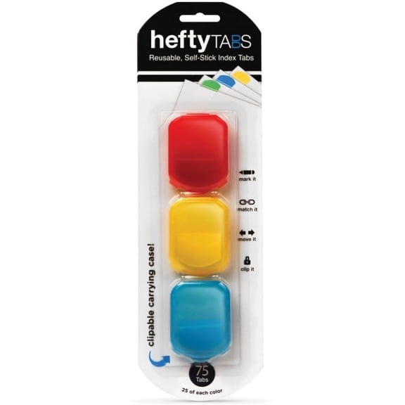 LEE Clip Dispenser Index Tabs - Write-on Tab(s) - 1.75" Tab Height x 1.25" Tab Width - Assorted Tab(s) - 75 / Pack